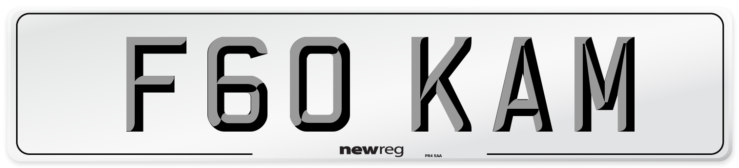 F60 KAM Number Plate from New Reg